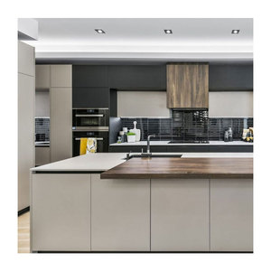 NICOCABINET Simple Modern Kitchen <strong>Cupboard</strong> Black Design Includes <strong>Sink</strong> Hinge Faucet Drawer Basket Marble Laminate Resin - Product Image 1