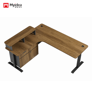 L şekilli elektrikli kaldırma tablası hareketli alt dolap depolama alanı, kablo toplama sistemi ile ana masa, ofis masası - Product Image 1