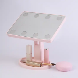 무료 회전 플라스틱 접이식 테이블 LED 조명 화장 거울 터치 센서 스위치 8개 전구 3색 디머 포함 - Product Image 4