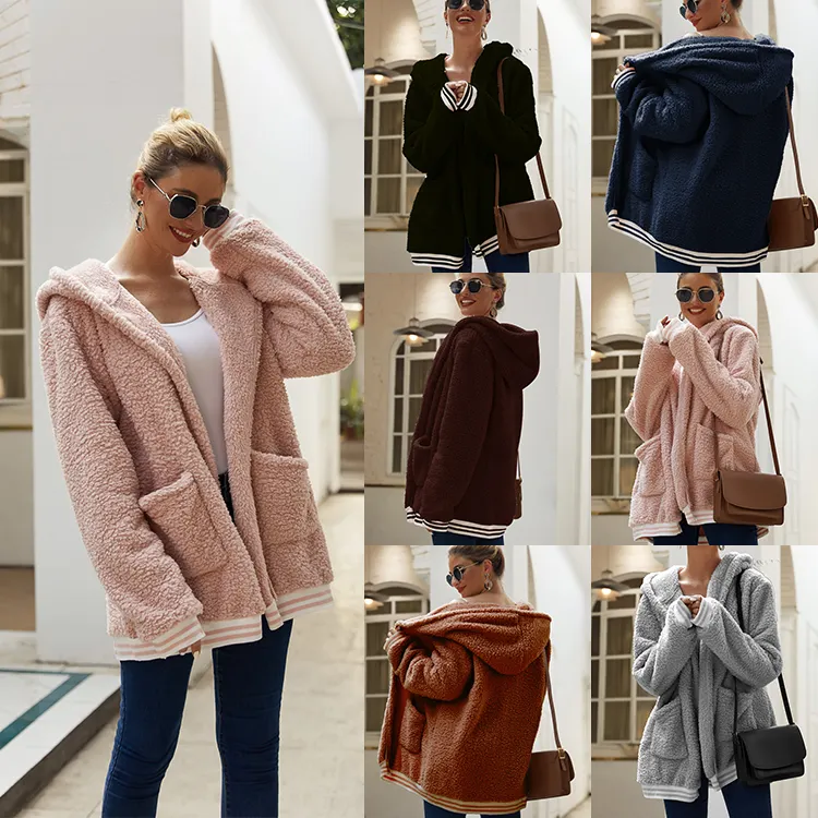 2019 Hiver Femmes Chaud En Peluche Polaire Vestes Tops Outwear Manteaux Avec Poches Épaissir Veste Manteau