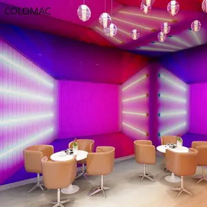 ورق حائط ثلاثي الأبعاد من كولومك, ورق حائط بإضاءة ليد ثلاثية الأبعاد للاستخدام في المقهى والرقص ، يتميز بتأثيرات الضوء النيون ، ديكور منزلي حديث