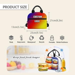 Sac de pique-nique pour enfants motif vagues bleues impression à la demande livraison directe sac à lunch polyvalent sac à bento isolé compact pour enfants - Product Image 6