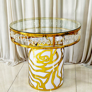 Ventes directes d'usine Table ronde de mariage Base en métal Table suspendue de bureau en verre trempé pour les fournitures de mariage à domicile - Product Image 1