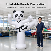 Modèle publicitaire gonflable personnalisé de panda de dessin animé pour les arts martiaux, conception OEM ODM sur mesure pour centre commercial, place publique, parc à thème