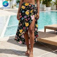 Pareo Largo Brasileño de 1 Pieza, Talla Grande, Secado Rápido, Personalizado, Traje de Baño, Cubre Traje de Baño, Estampado Floral, OEM