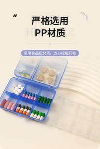 Organizador de pastillas portátil de 9 compartimentos hermosos, a prueba de humedad, transparente y de gran capacidad para almacenamiento semanal. - Product Image 3