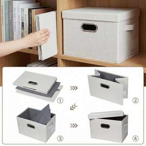 Contenedor de Almacenamiento Plegable Grande con Tapa, Caja de Almacenamiento de Tela Plegable, Organizador, Cesta, Cubo con Tapa para el Hogar - Product Image 5
