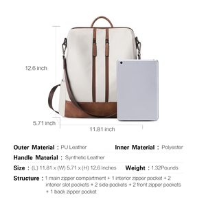 Ottimo miglior lusso <span class=keywords><strong>bianco</strong></span> e marrone in pelle da viaggio Edc zaino da giorno per donne adulte <span class=keywords><strong>donna</strong></span> <span class=keywords><strong>donna</strong></span> - Product Image 3