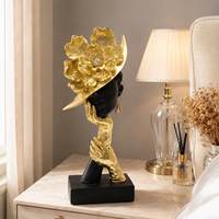 Figurine de personnage moderne de luxe léger, motif fleur dorée, peinte à la main, artisanat artistique MiYue en résine pour salon, bureau ou salle d'étude
