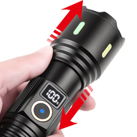 Lampe torche tactique rechargeable haute puissance à haut lumen, en aluminium, avec bandes réfléchissantes laser blanches, affichage numérique, lampe de camping