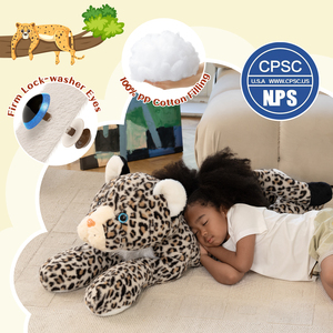 Chinesische Fabrik Große Realistische Leoparden-Stofftier-Kissen-Puppe zum Einschlafen, zur Beruhigung der Emotionen, Festival- und Geburtstagsgeschenk - Product Image 3