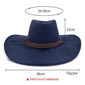 Sombrero Vaquero Occidental de Gamuza Personalizado para Hombre, Sombrero de Copa de Lana Étnico Retro, Sombrero de Jazz Vintage a Rayas, Resistente al Viento para Viajes al Aire Libre - Product Image 5