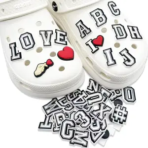 Croc shoe charms alphabets Black white with grey Letters and numbers croc shoe Charms