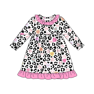 GLD1290 Vente en gros de robes léopard roses personnalisées pour petites filles, ensemble automne soeur à manches longues pour enfants, boutique - Product Image 1