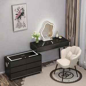Coiffeuse intelligente OEM ODM coiffeuse noire intelligente en bois massif avec chargement <span class=keywords><strong>sans</strong></span> <span class=keywords><strong>fil</strong></span> coiffeuse avec miroir <span class=keywords><strong>LED</strong></span> - Product Image 1