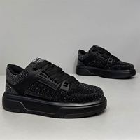 Nouvelles baskets décontractées pour hommes 2026, style luxe léger, ornées de strass étincelants et de cristaux, à lacets