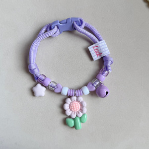 Colliers mignons pour chats et chiens, colliers pour animaux de compagnie, cordes tressées avec petites fleurs, peluches Bichon Frisé et Teddy aux couleurs dopamine - Product Image 4