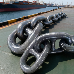 Cadena de Ancla Marina de Acero al Carbono Forjado Pintado de Negro, Soldada, para Pesca en Alta Mar, CM370/CM490/CM690, Eslabón de Cadena de Ancla U2 10 - Product Image 1