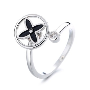 Women's Fashion <b>Ring</b> Flower Design Zircon Inlay Rotating Adjustable Gift Jewelry - Product Image 5