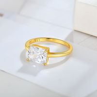 Haute qualité 18K plaqué or Moissanite bague de fiançailles usine en gros personnalisé carré coupe 925 bijoux en argent Sterling Zircon