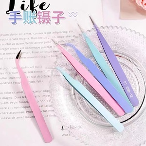 Wholesale stainless steel colored DIY curved <b>clips</b> for journaling, macaron making tools, Guka tweezers - Product Image 5