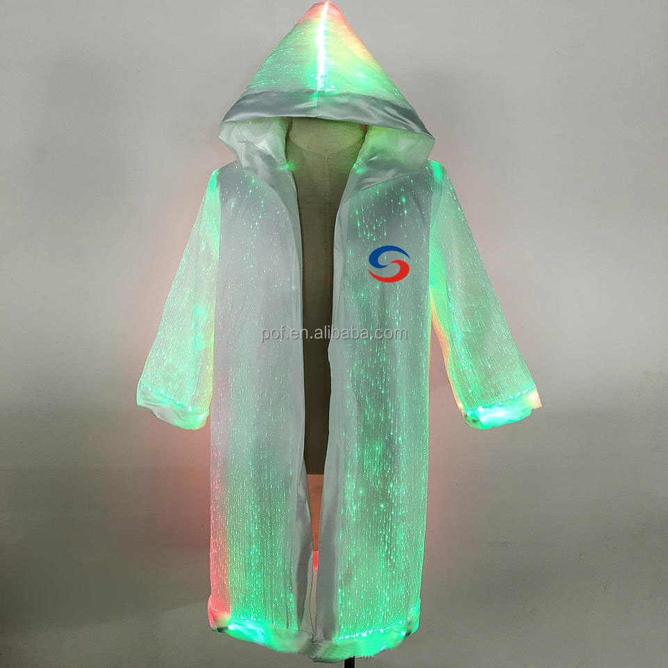 LED Light Luminous Clothing Robe Hoodie Cloak Fiber Optic Clothing Coat - Stage Dance LED Rave Gear Costume Wear Men