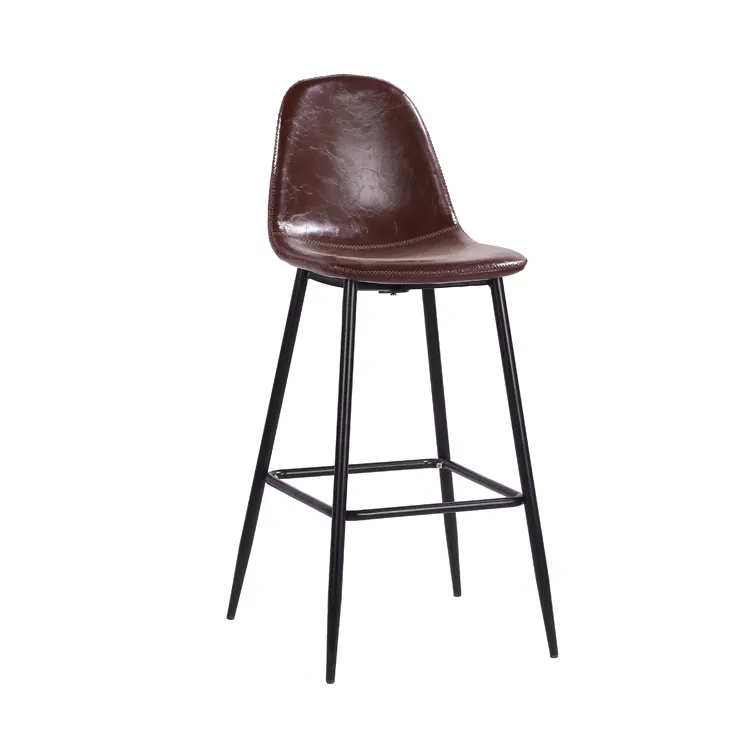 Billiger moderner Leder Barhocker Hochstuhl mit Fuß stütze, weißer drehbarer Bar stuhl