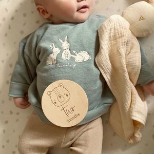 Style nordique Ins Folk Art en bois bébé carte mensuelle dessin animé Animal <span class=keywords><strong>disque</strong></span> commémoratif jalon pour la croissance bébé Photo - Product Image 5