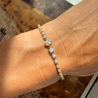 Ensemble de bijoux fins Gemnel, collier et bracelet tennis en forme de larme, avec zircone cubique en forme de poire, diamant
