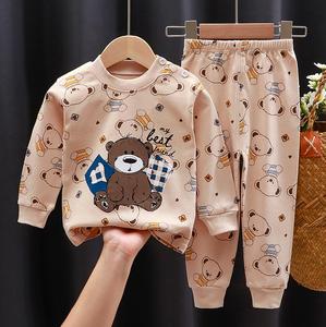 Groothandel Hoge Kwaliteit Kinderpyjama's 0-7 Jaar Oud Kinderen Zuiver Katoen Wit Ondergoed Print Lange Mouwen Set - Product Image 2