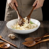 Ustensiles de cuisine en bois d'acacia antiadhésifs : Spatule, Louche, Cuillère pleine, Cuillère à pâtes, Cuillère ajourée, Fouet