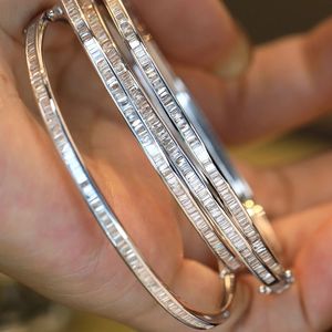 Xinfly Fine Jewelry 18K Pure Gold <b>Bangle</b> <b>Bracelet</b> 0.80CT Baguette Cutting Micro Diamond Waterproof Design Natural Shine Gift - Product Image 3