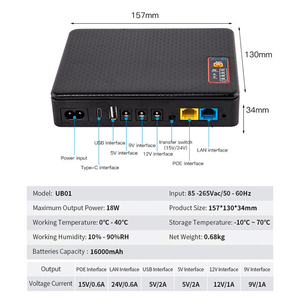 Accueil Mini UPS Petit 5v 9v 12v Dc POE Modem Banque de batteries au lithium Sociétés d'alimentation sans interruption pour routeur Wifi Optique - Product Image 5