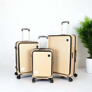 Ensemble de bagages 20 pouces à ouverture frontale, trois pièces avec serrure pour les voyages de loisirs, 4 roues, fermeture éclair, unisexe, couleur unie - Product Image 1