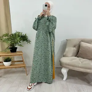 Nuova moda stampa arabo musulmano abbigliamento da donna stile medio oriente ampio Patchwork abito plissettato Casual etnico