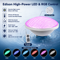 Lumière LED sous-marine pour piscine, lampe LED haute puissance à puce Edison, remplacement d'ampoule de piscine, IP68 RGB 12W 18W 36W AC/DC12/24V