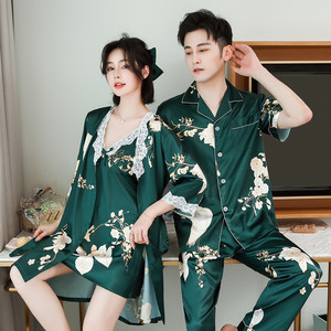 Pijamas de pareja Falda con <span class=keywords><strong>tirantes</strong></span> femenina Camisón Cierre de cintura elástica Tejido térmico para servicio doméstico Uso de Primavera/Verano - Product Image 4