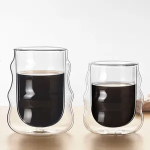 OEM Factory Großhandel Saft Wieder verwendbare kreative Bierkrug Saft Glaswaren Klarglas Doppel wand Glas becher