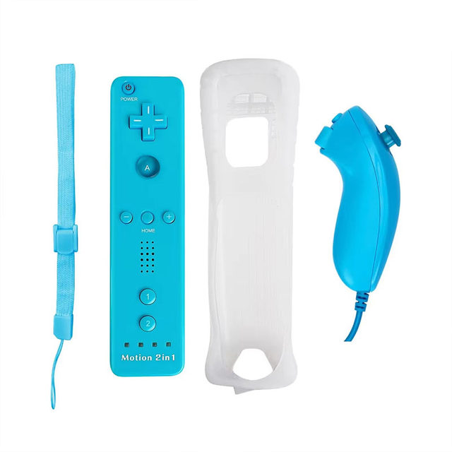 Wireless Remote Control Nunchuck Joystick with Motion Plus and Wii U Controller Blue for Nintendo Wii Wii U Game Accessories