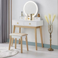 Petit ensemble de maquillage blanc, coiffeuse, table de maquillage, coin blanc, bureau pour filles avec miroir, lumières et chaise