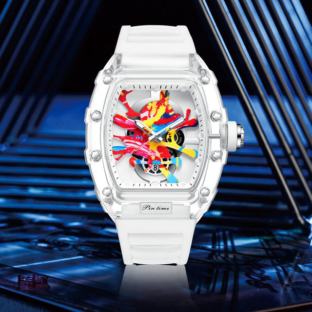 Custom High Quality Business Luxury Men's Watch Silicone Band Pointer Dial Water Resistant Colorful Watch Dial