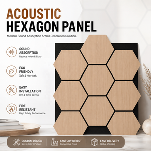 Paneles acústicos Shengtai <span class=keywords><strong>de</strong></span> tablero <span class=keywords><strong>de</strong></span> <span class=keywords><strong>madera</strong></span> hexagonal fijado en hoja <span class=keywords><strong>de</strong></span> fieltro para uso <span class=keywords><strong>de</strong></span> decoración interior insonorizada - Product Image 1