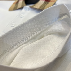2026 Classic Basic Plaid Collar Vintage <b>White</b> Bur berry Slim-fit Polo <b>Shirt</b> for Men - Product Image 4