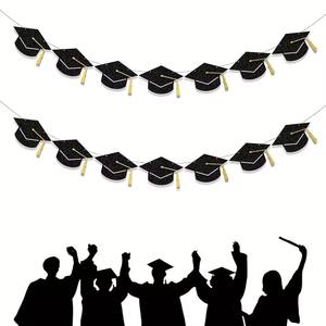 <span class=keywords><strong>Guirnaldas</strong></span> de Papel Dorado y Gorros de Graduación <span class=keywords><strong>para</strong></span> Fiestas y Ceremonias de Graduación de Secundaria - Product Image 1