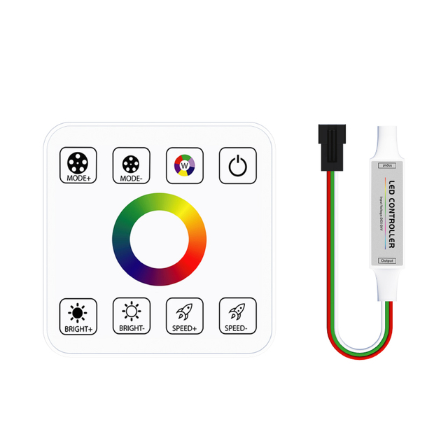 New Mini LED RGB WS2812B Copper Light Strings Controller 2048 Pixels DC12-24V RF Wireless 86-Panel Full Touch Dimming Remote