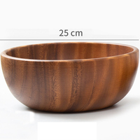 Ensemble de grands bols de cuisine en bois d'acacia, bols à soupe à salade en bois massif