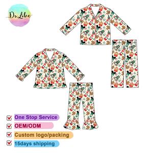 New Arrival <strong>Christmas</strong> Bamboo Pajamas Girls Clothing Sets with Ruffle Pants Family Matching <strong>Outfits</strong> - Product Image 4