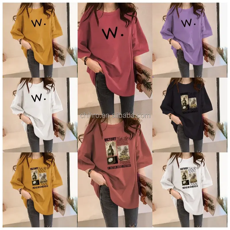 2024 High-quality women's T-shirts custom cotton oversized women's clothing T-shirts wholesale