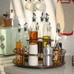 Wooden Spice Rack 44cm 360 Degree Rotating Multi Layer Round Storage For <b>Kitchen</b> Condiments - Product Image 5