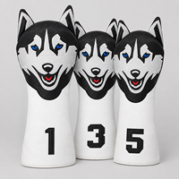 Ensemble de housses de clubs de golf personnalisées Husky en cuir PU, motifs animaux, pour driver et fairway wood, avec logo brodé, vente en gros OEM